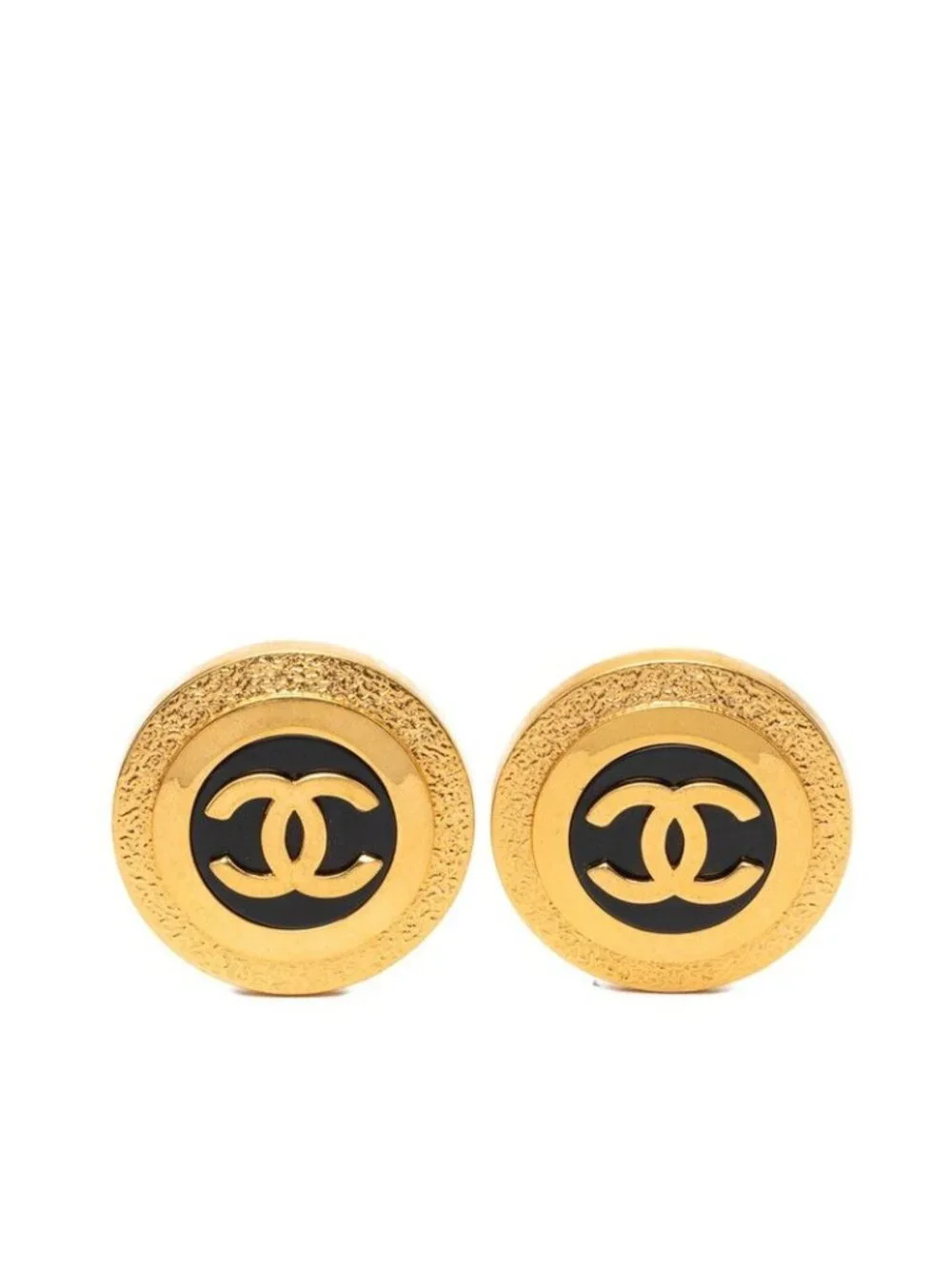 Chanel CC Logo Round Earrings Gold Plated